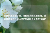 抖音刷播放量平台，揭秘短视频流量密码，抖音播放量提升新途径亿乐社区低价自营货源站