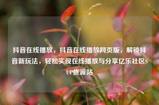 抖音在线播放，抖音在线播放网页版，解锁抖音新玩法，轻松实现在线播放与分享亿乐社区SUP货源站